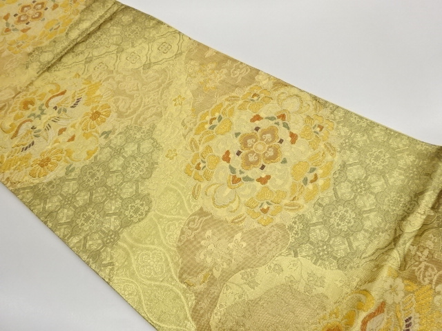 JAPANESE FUKURO OBI / WOVEN FLOWER & BIRD